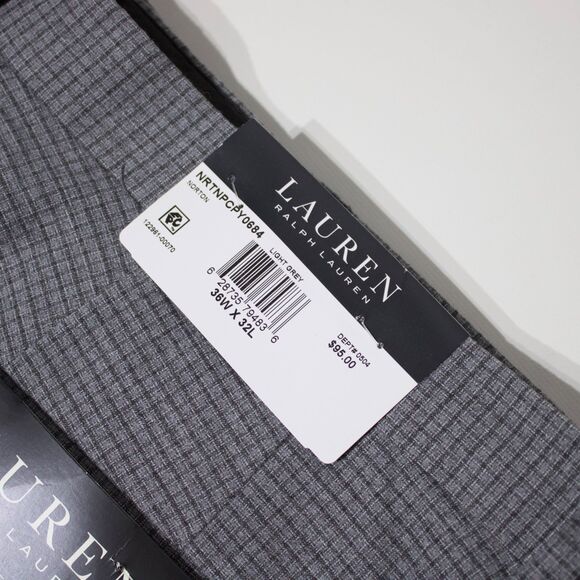 NWT $95 Ralph Lauren Norton Ultraflex Light Grey Check Flat Front Pant Men 36x32 - Picture 7 of 8